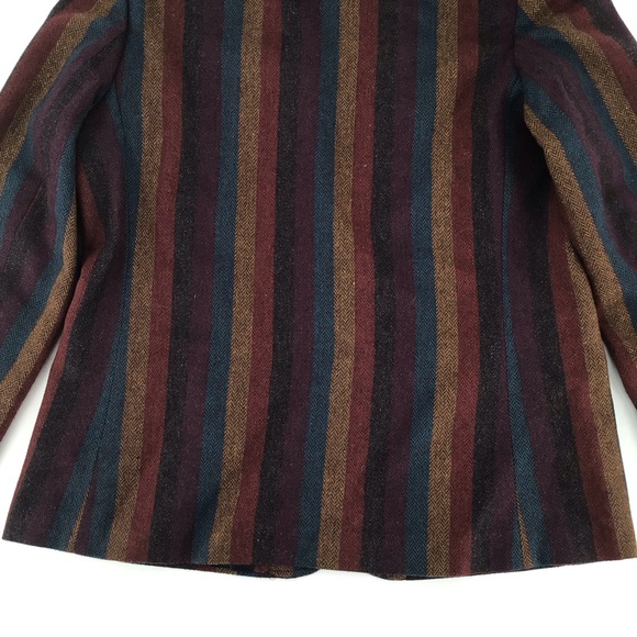 Coatree VTG Blazer Red Purple Herringbone Stripe Wool Jacket Size 11-12 - Picture 14 of 15